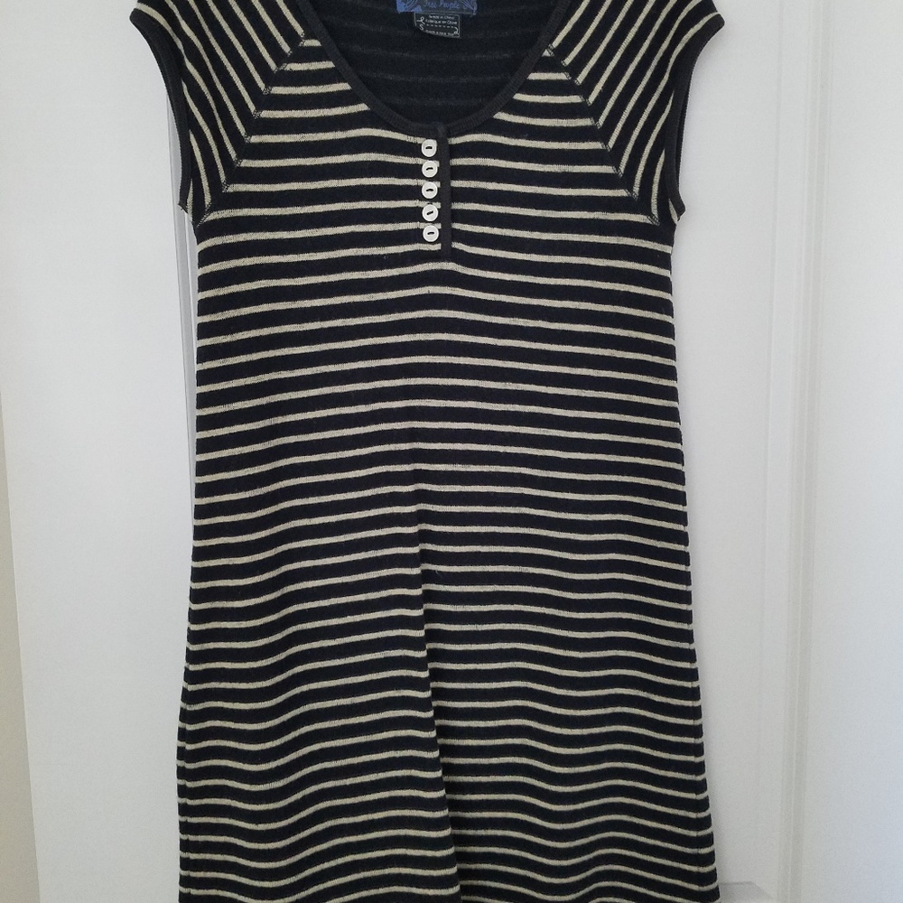 Free People Black / White Babydoll Dress